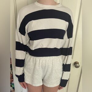 Striped Long Sleeve Cropped Sweater